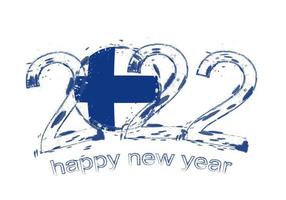 Happy New 2022 Year with flag of Finland. vector