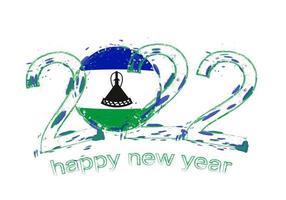Happy New 2022 Year with flag of Lesotho. vector