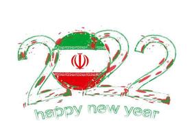 Happy New 2022 Year with flag of Iran. vector