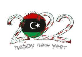 Happy New 2022 Year with flag of Libya. vector