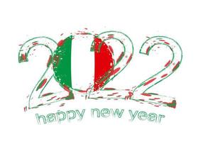 Happy New 2022 Year with flag of Italy. vector