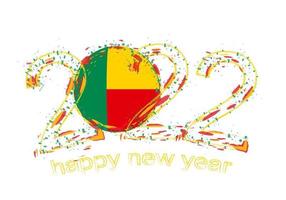 Happy New 2022 Year with flag of Benin. vector