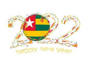 Happy New 2022 Year with flag of Togo. vector