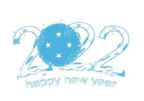 feliz año nuevo 2022 con bandera de micronesia. vector