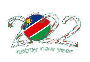 Happy New 2022 Year with flag of Namibia. vector