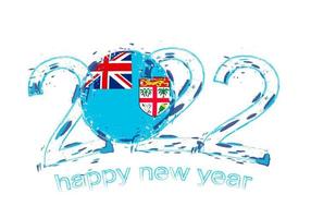 Happy New 2022 Year with flag of Fiji. vector