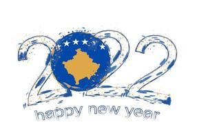 Happy New 2022 Year with flag of Kosovo. vector