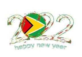 Happy New 2022 Year with flag of Guyana. vector