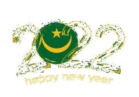 Happy New 2022 Year with flag of Mauritania. vector