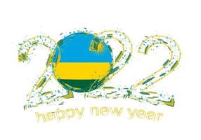 Happy New 2022 Year with flag of Rwanda. vector