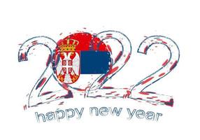 Happy New 2022 Year with flag of Serbia. vector