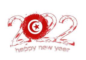 Happy New 2022 Year with flag of Tunisia. vector