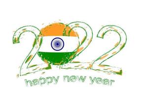 Happy New 2022 Year with flag of India. vector