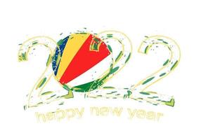 Happy New 2022 Year with flag of Seychelles. vector