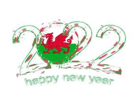 Happy New 2022 Year with flag of Wales. vector