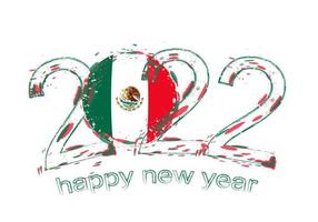 Happy New 2022 Year with flag of Mexico. vector