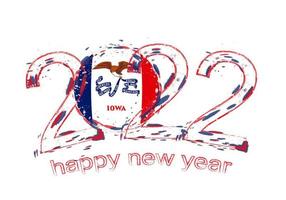 feliz año nuevo 2022 con bandera de iowa. vector