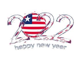 Happy New 2022 Year with flag of Liberia. vector