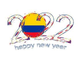 Happy New 2022 Year with flag of Colombia. vector