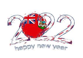 Happy New 2022 Year with flag of Bermuda. vector