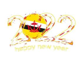 Happy New 2022 Year with flag of Brunei. vector