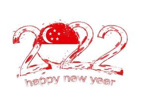 Happy New 2022 Year with flag of Singapore. vector