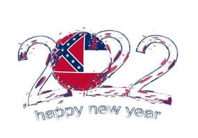 Happy New 2022 Year with flag of Mississippi. vector