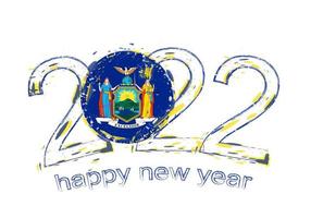 Happy New 2022 Year with flag of New York. vector