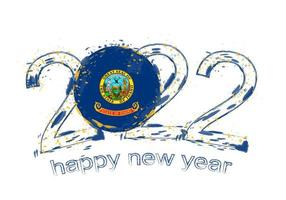 Happy New 2022 Year with flag of Idaho. vector