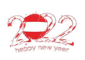 Happy New 2022 Year with flag of Austria. vector