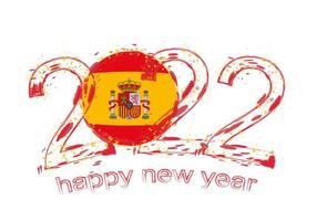 Happy New 2022 Year with flag of Spain. vector