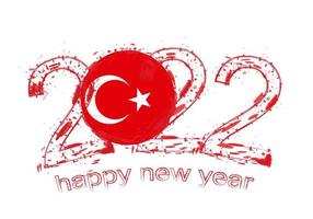 Happy New 2022 Year with flag of Turkey. vector