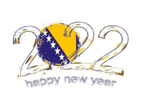 Happy New 2022 Year with flag of Bosnia and Herzegovina. vector