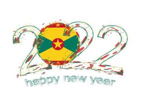 Happy New 2022 Year with flag of Grenada. vector