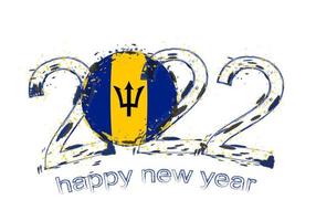 Happy New 2022 Year with flag of Barbados. vector