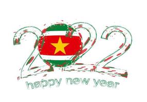 Happy New 2022 Year with flag of Suriname. vector