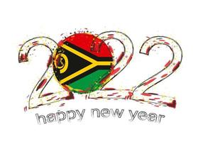 Happy New 2022 Year with flag of Vanuatu. vector