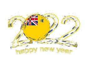 feliz año nuevo 2022 con bandera de niue. vector
