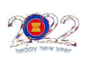 feliz año nuevo 2022 con bandera de la asean. vector