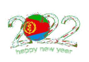 Happy New 2022 Year with flag of Eritrea. vector