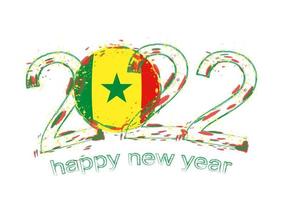 Happy New 2022 Year with flag of Senegal. vector