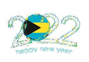 Happy New 2022 Year with flag of The Bahamas. vector