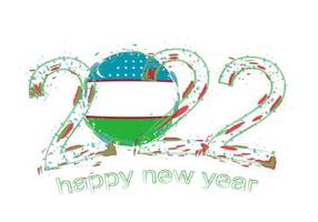 Happy New 2022 Year with flag of Uzbekistan. vector