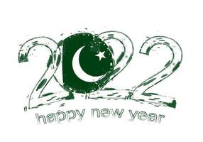 Happy New 2022 Year with flag of Pakistan. vector