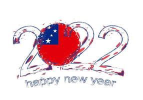 Happy New 2022 Year with flag of Samoa. vector