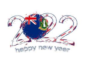 Happy New 2022 Year with flag of British Virgin Islands. vector