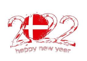 Happy New 2022 Year with flag of Denmark. vector