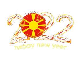 Happy New 2022 Year with flag of Macedonia. vector