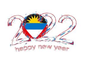 Happy New 2022 Year with flag of Antigua and Barbuda. vector