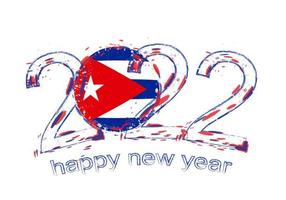 Happy New 2022 Year with flag of Cuba. vector